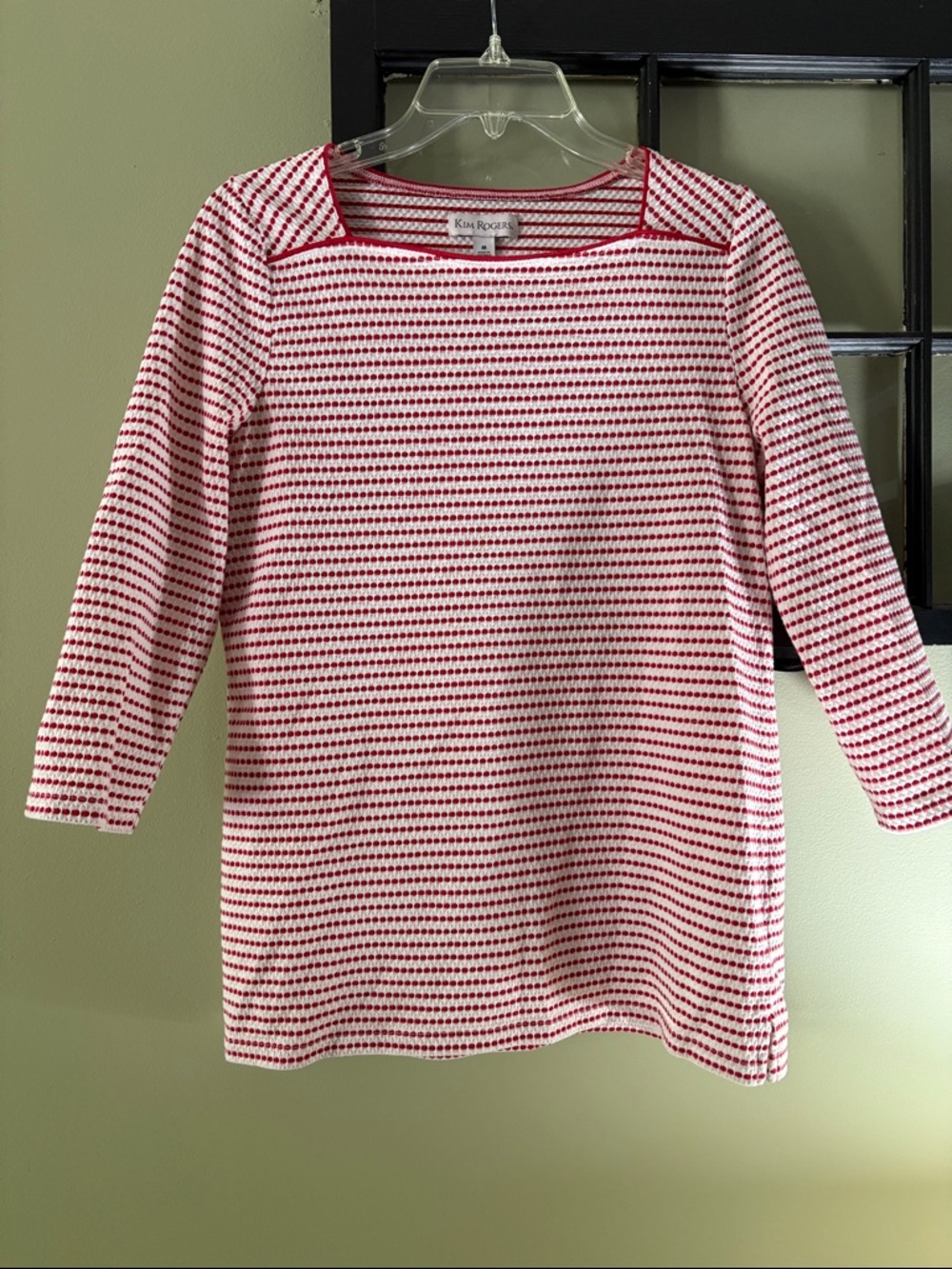Kim Rogers Pink & White Striped Long Sleeve Knit Top